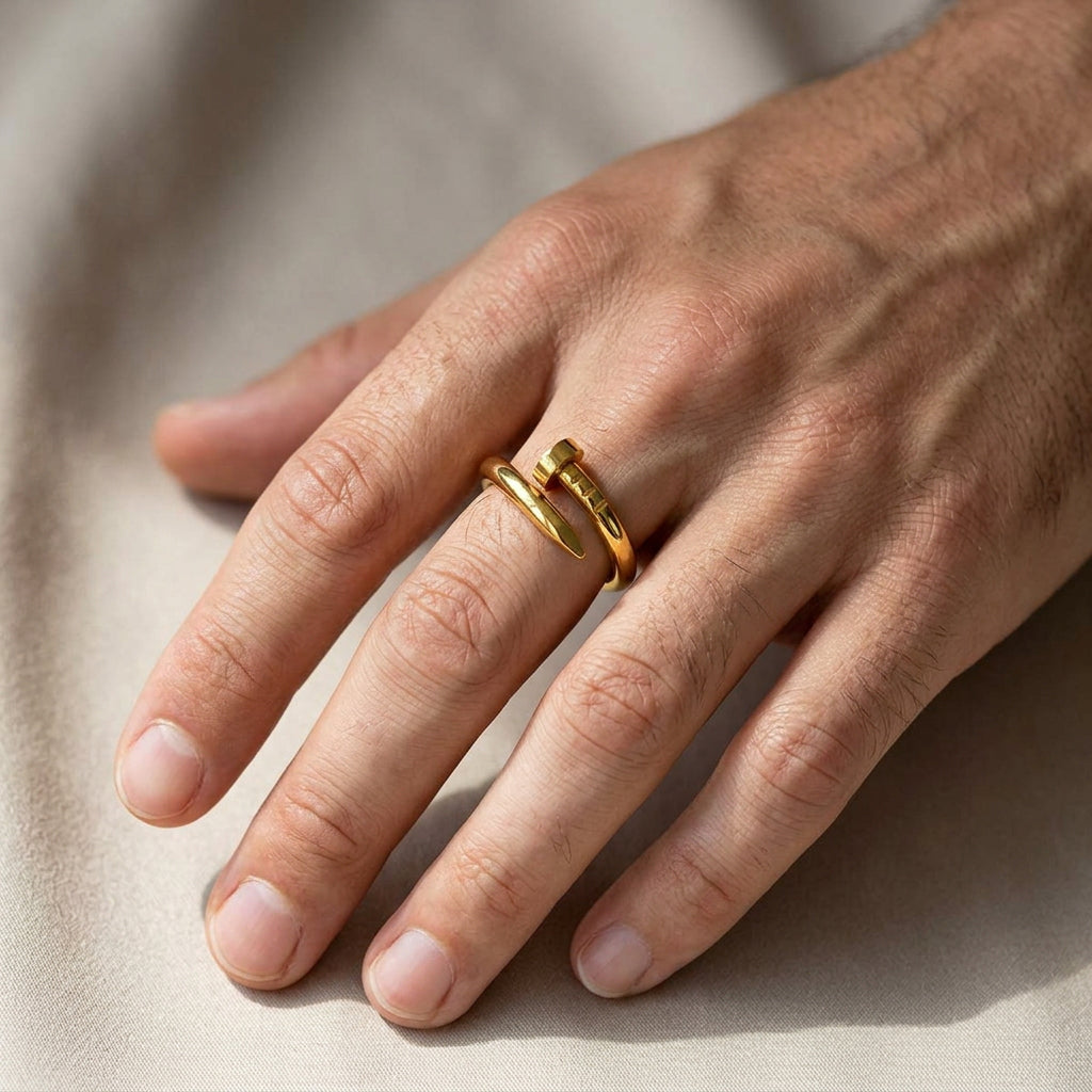 Cartier inspired Gold Nail Ring Unisex