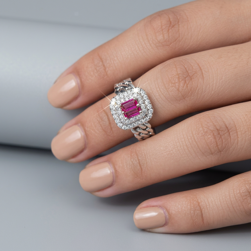 Luxury Pink Crystal Statement Ring for Women