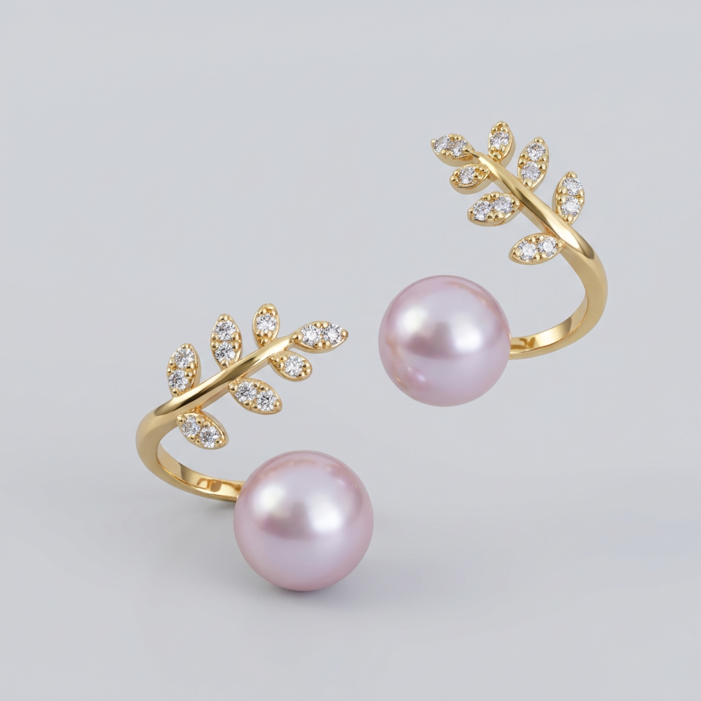 Elegant Gold Leaf Pearl Earrings for Women