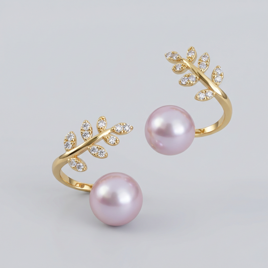 Elegant Gold Leaf Pearl Earrings for Women