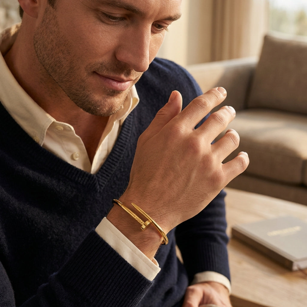 Gold Nail Cuff Bracelet for Unisex