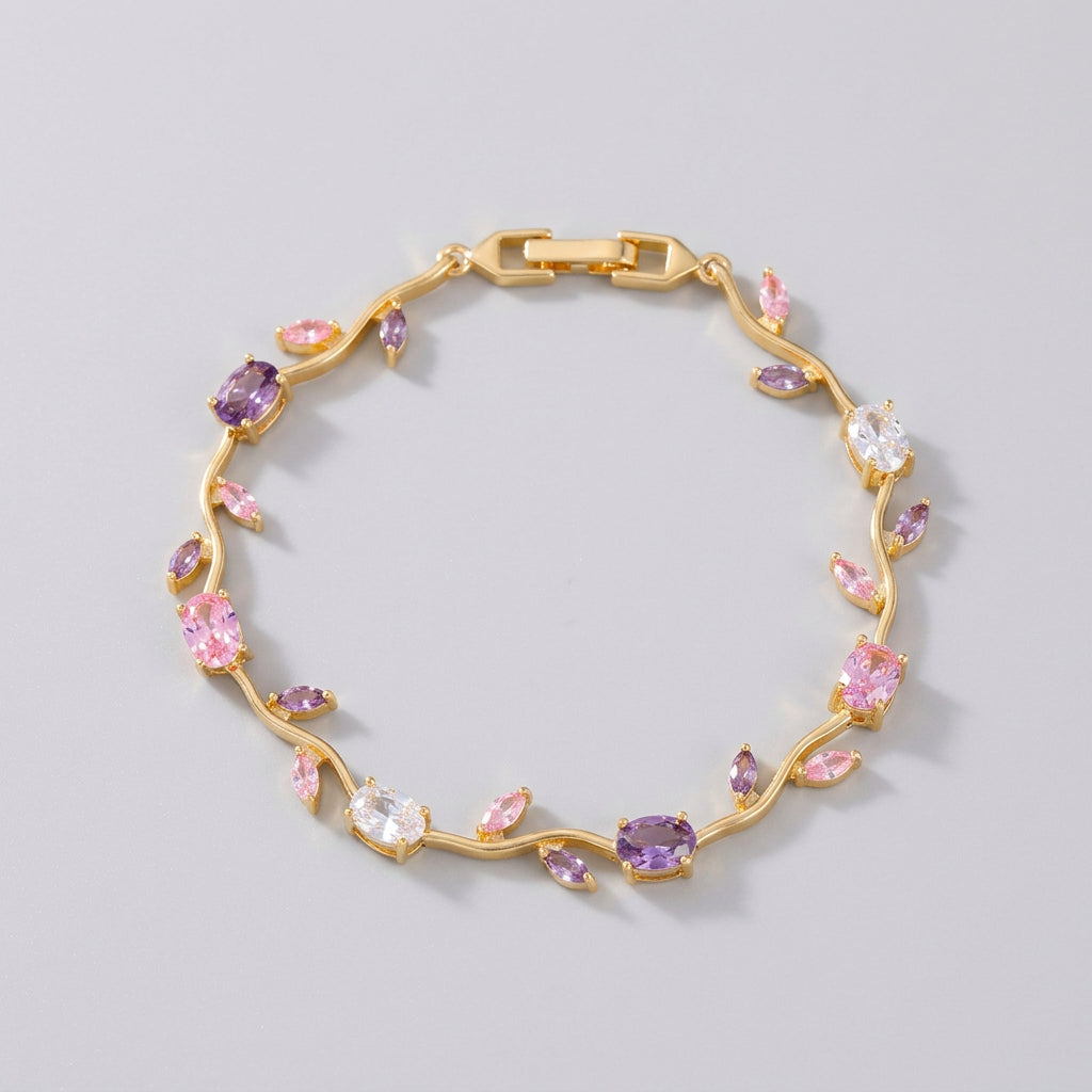 Gold Multicolor Crystal Bracelet for Women