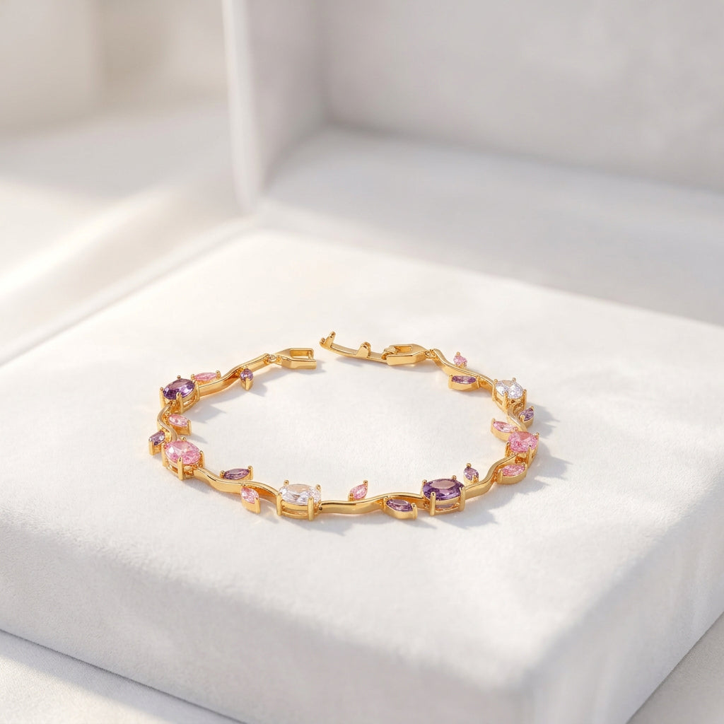 Gold Multicolor Crystal Bracelet for Women
