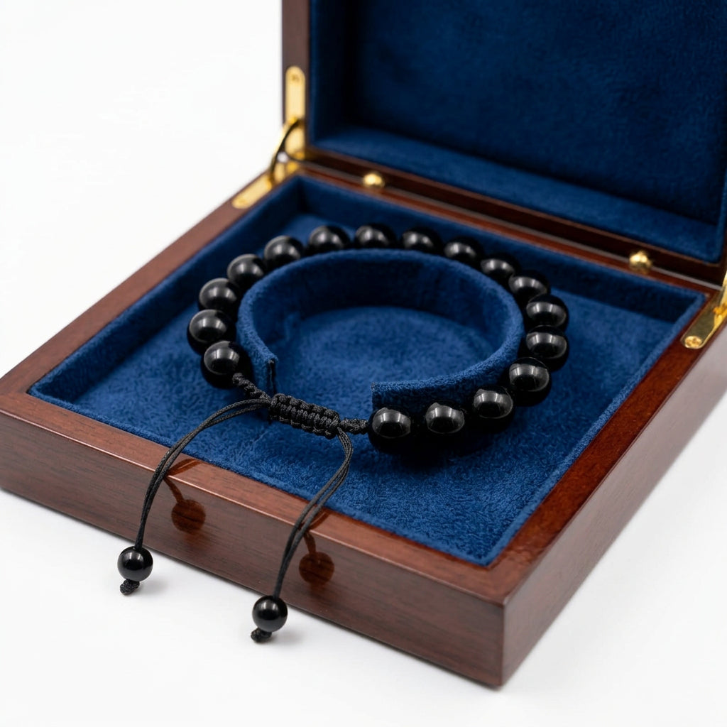 Black Aqeeq Stone Bracelet for Men