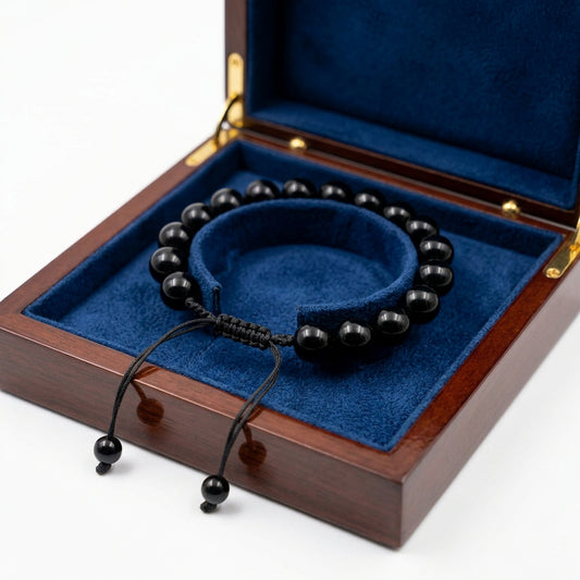 Black Aqeeq Stone Bracelet for Men