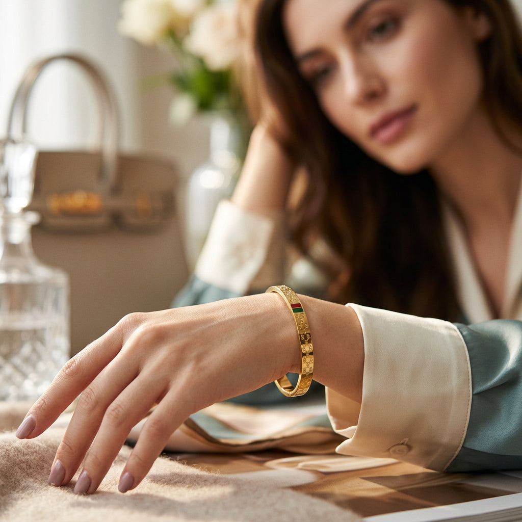 Gucci Inspired Gold Tone Bangle Unisex