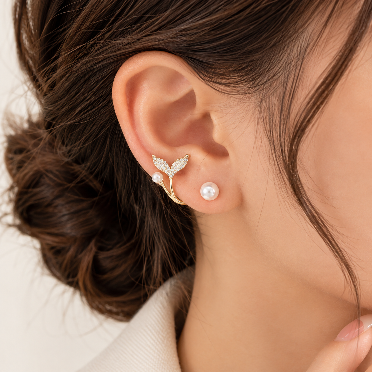 Korean Butterfly Pearl Earrings for Women