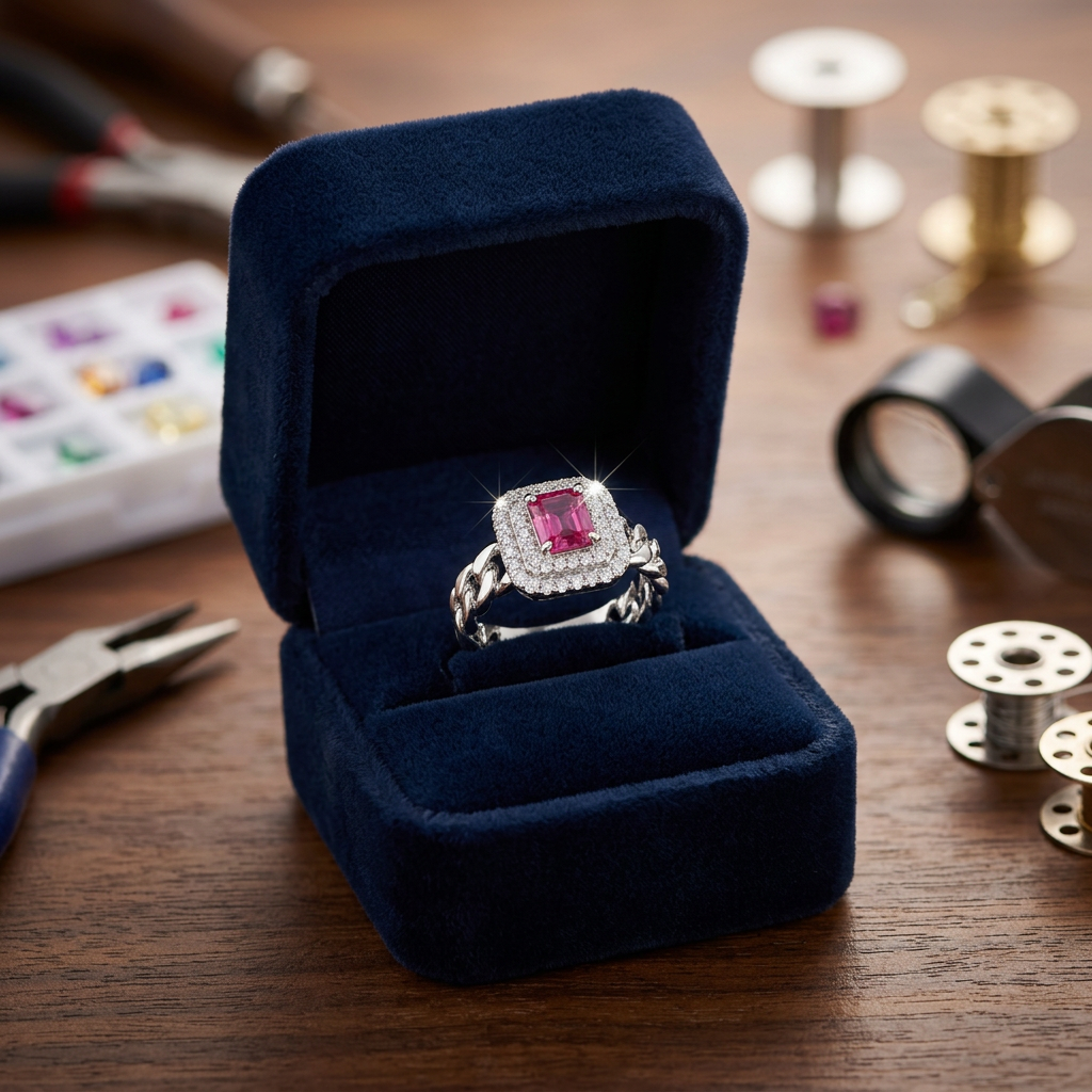 Luxury Pink Crystal Statement Ring for Women